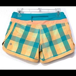 Lululemon Groovy Speed Shorts Plaid orange